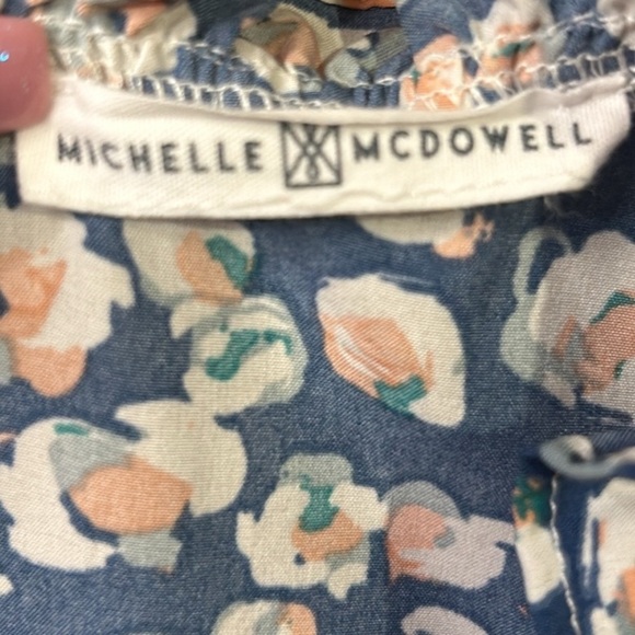Michelle McDowell Floral Ruffle Neck Long Sleeve Top Size Medium - Picture 10 of 13